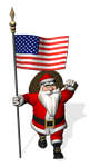Funny Patriotic Santa Claus Visiting The United States Of America